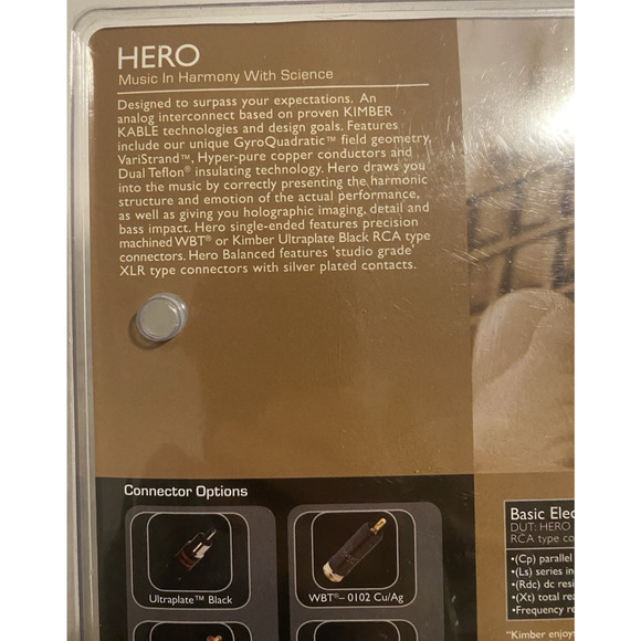 New Kimber Kable Hero 1 Meter Pair with Ultraplate Black RCA Connectors - Picture 8 of 8